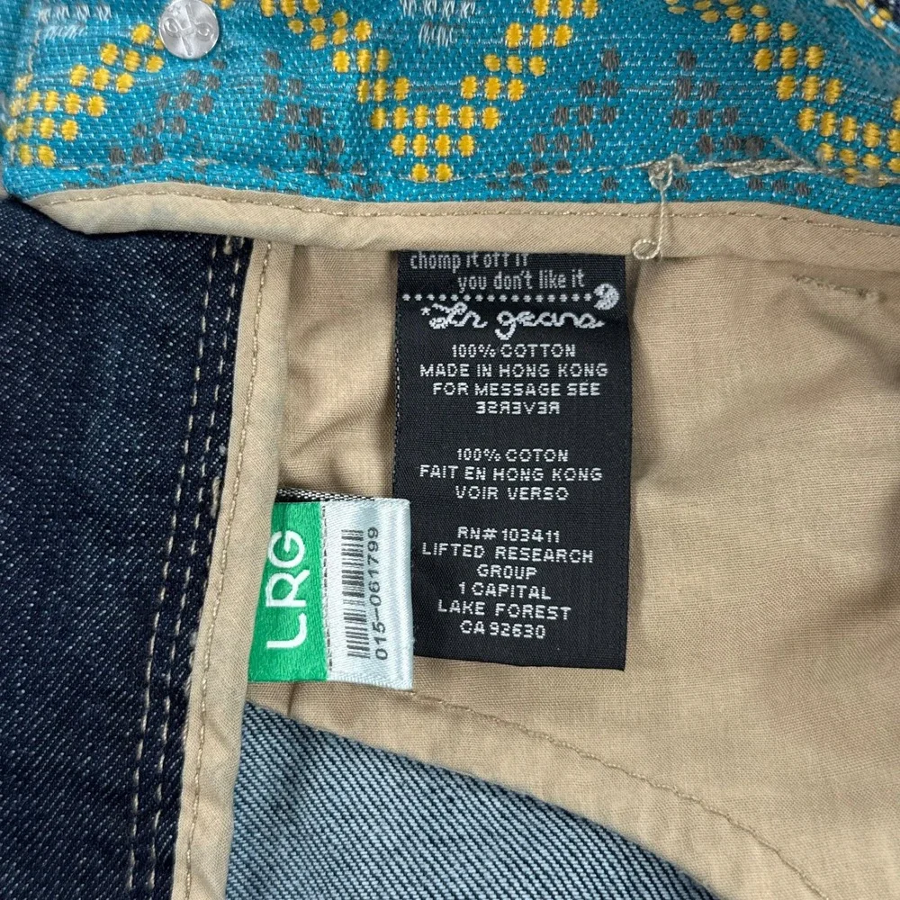Vintage LRG Lifted Research Group Jeans Men 38 Dark Wash Embroidered Pockets Y2K